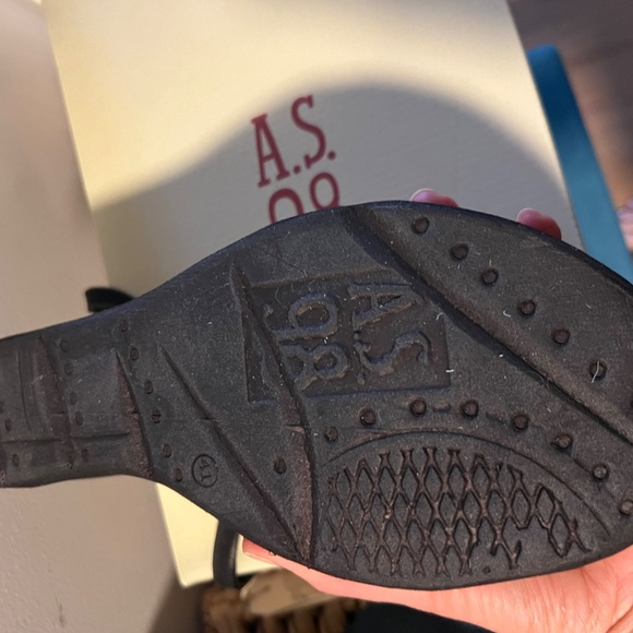 AS 98 Sandals 41 10 10.5 Wedge Leather Black Airstep Shoes Boho Strap Ankle Noa - Picture 9 of 9